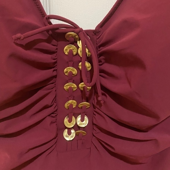 NWT- Gottex One Piece Swim Suit- Wine-Size 12 - Picture 3 of 13